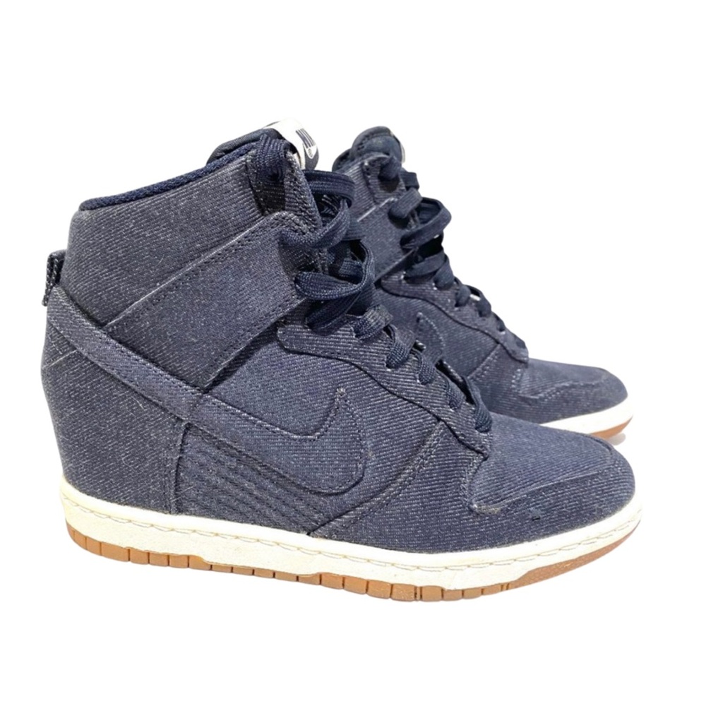 Nike Dunk Sky Hi Hidden Wedge Dark Blue Denim Sneakers size 6
